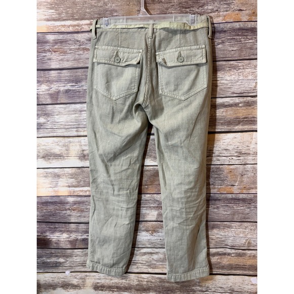 Lucky Brand Mid Rise Utility Straight Leg Pants Women 0 25 Olive Green Belted‎ - Picture 8 of 13